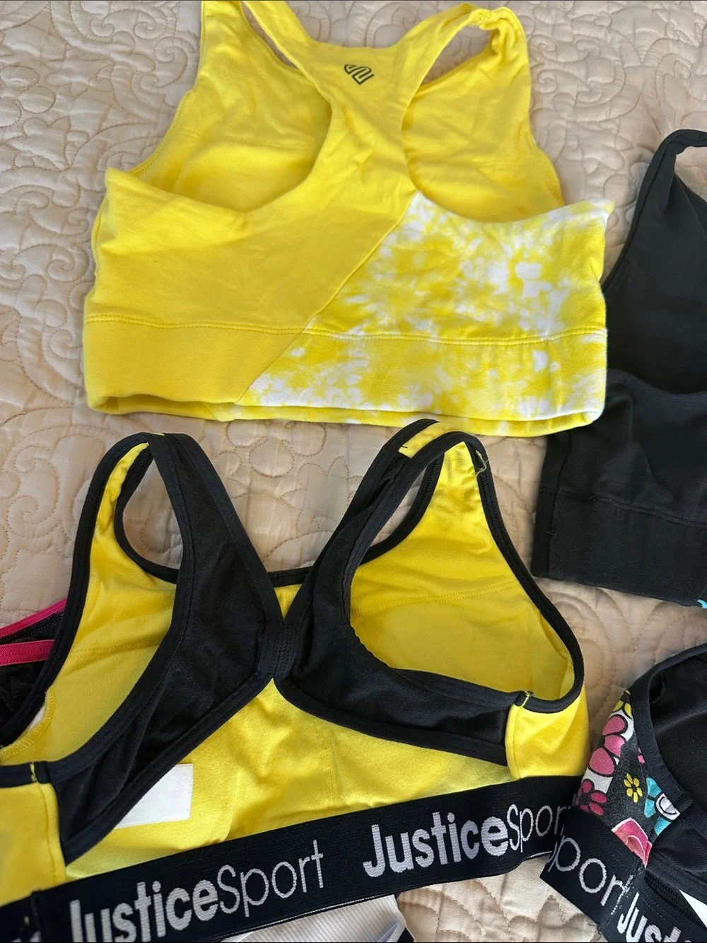 JusticeSport Black Active Set with Multicolor Floral Accents